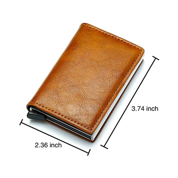 Mens RFID Blocking Leather Credit Card ID Holder Pop Up Slim Card Wallet - Picture 3 of 13